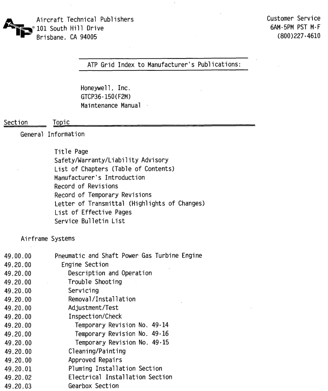 GTCP36-150(F2M) MAINTENANCE MANUAL