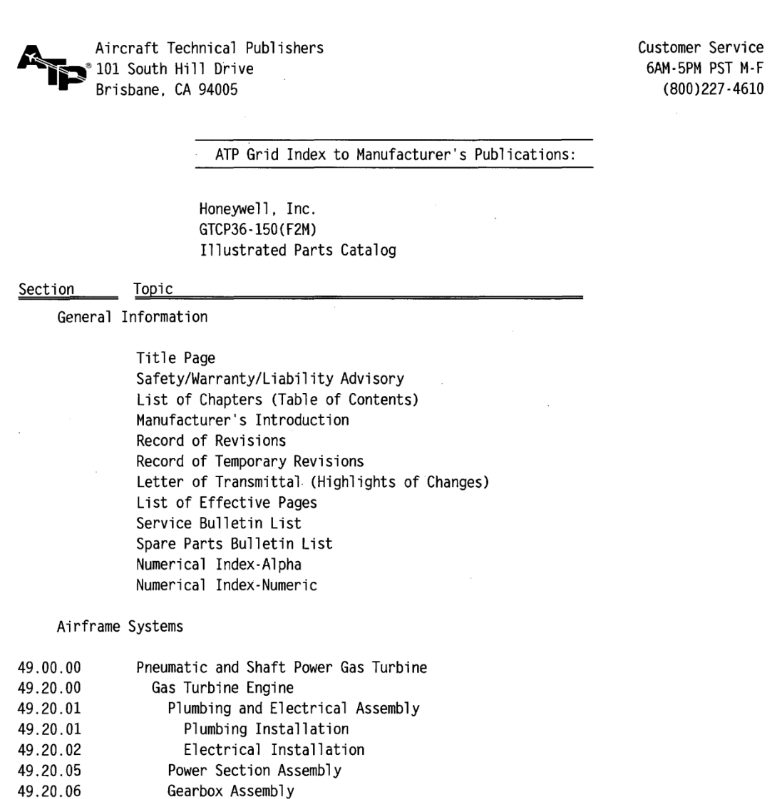 GTCP36-150(F2M) Illustrated Parts Catalog