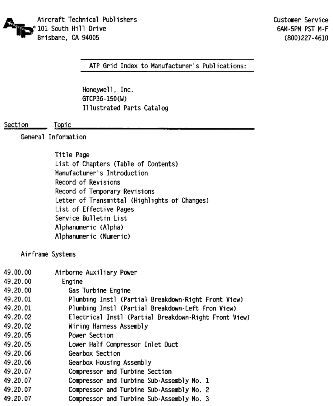 GTCP36-150(W) Illustrated Parts Catalog