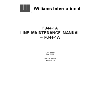 Williams FJ44-1A Line Maintenance Manual (MM) Download