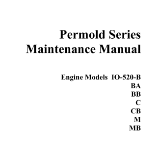 IO-520 Engine Permold Series Maintenance Manual (MM) Download