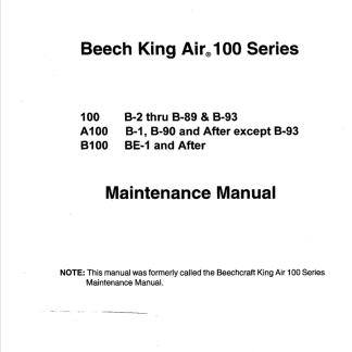 Beech King Air 100 Series Aircraft Maintenance Manual (AMM) Download