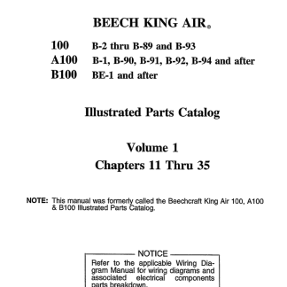 Beech King Air 100 Series Aircraft Illustrated Parts Catalog (IPC) Download