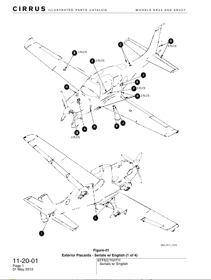 Cirrus SR22 Illustrated Parts Catalog (IPC) Download