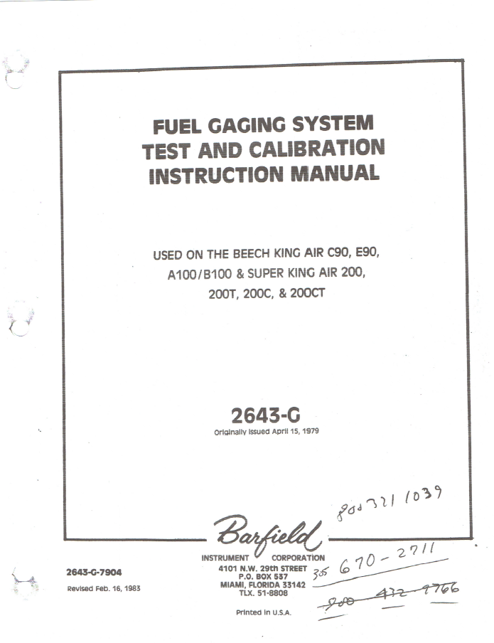 Barfield 2643-G Manual Download
