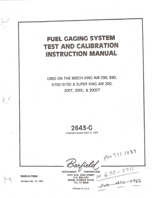 Barfield 2643-G Manual Download