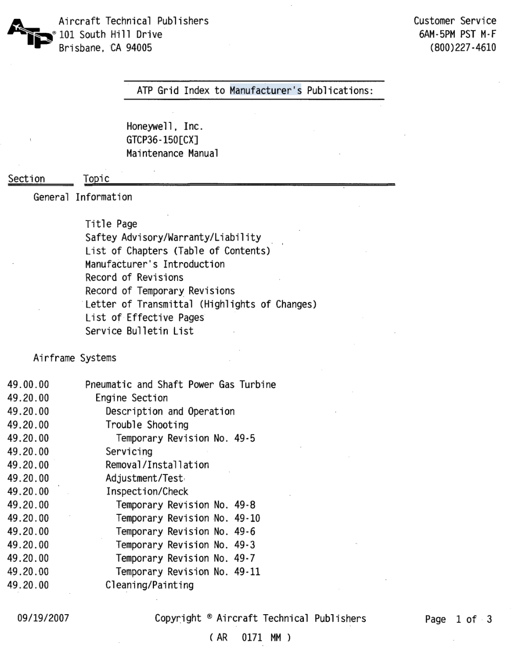 GTCP36-150(CX) MAINTENANCE MANUAL