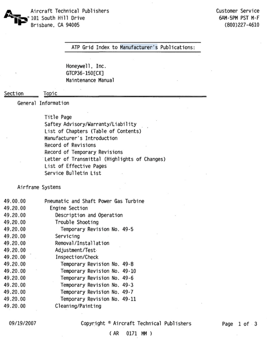 GTCP36-150(CX) MAINTENANCE MANUAL