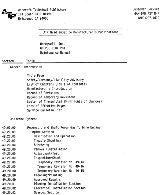 GTCP36-150(F2M) MAINTENANCE MANUAL