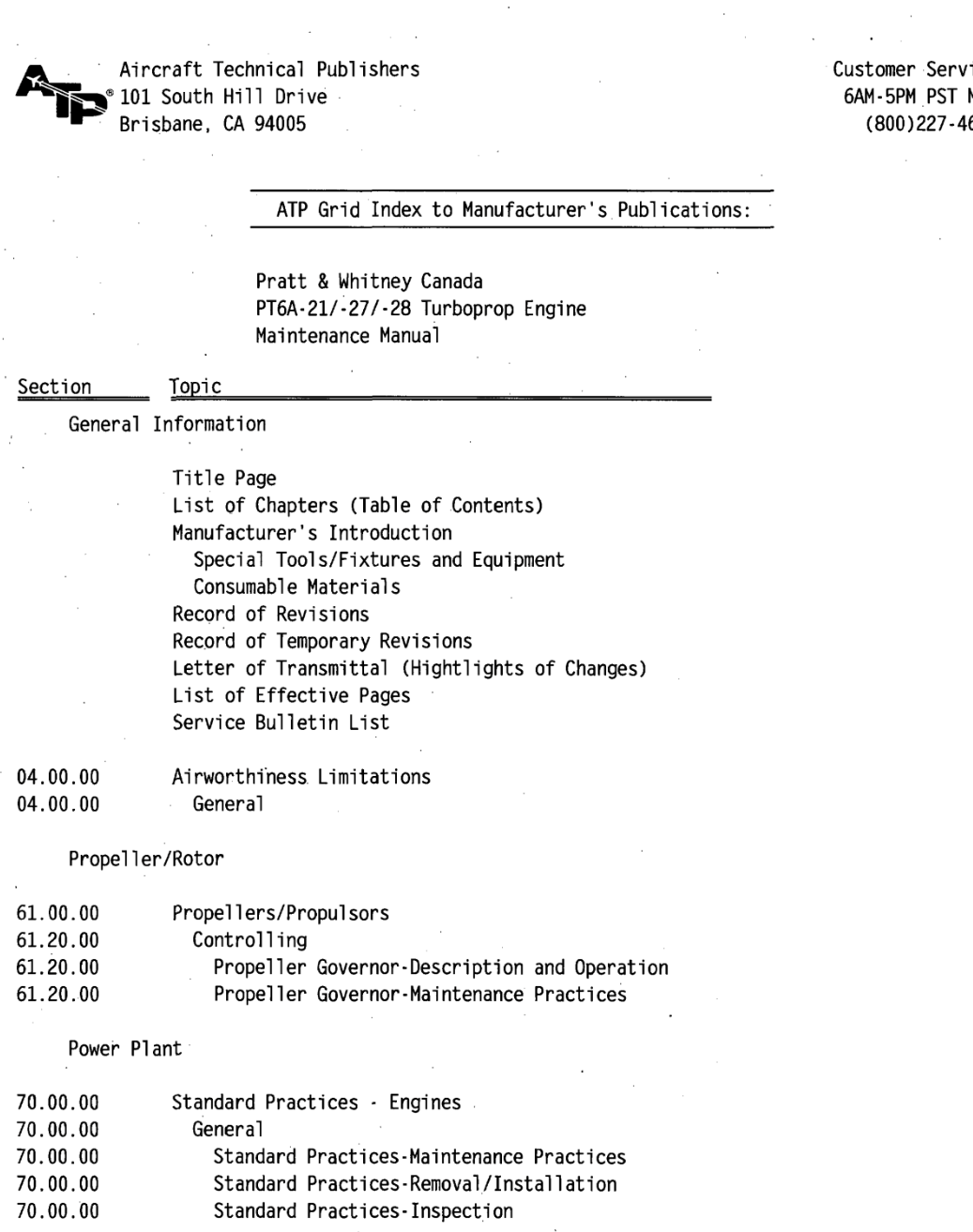 PT6A-21/-27/-28 Turboprop Engine Maintenance Manual