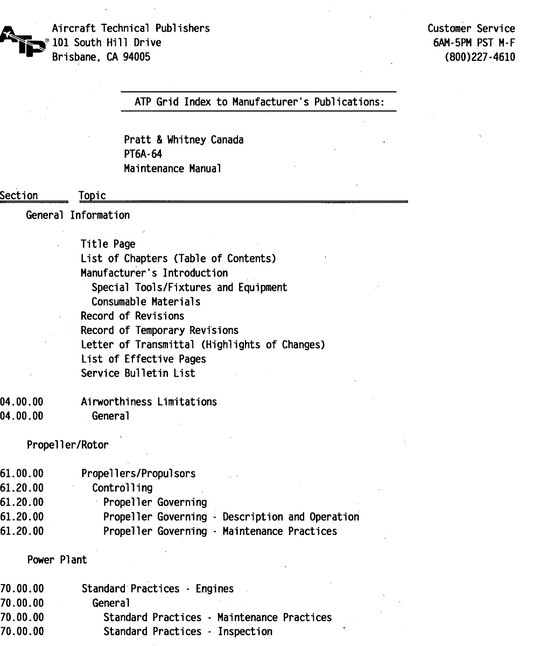 PT6A-64 Maintenance Manual