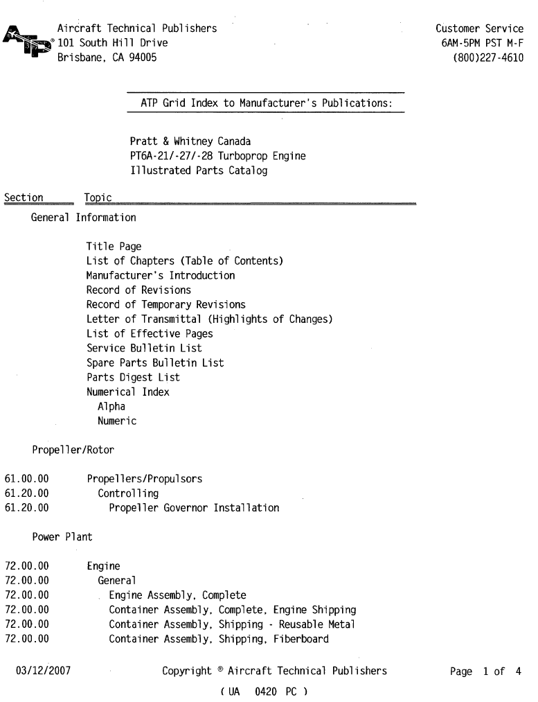 PT6A-21/-27/-28 Turboprop Engine Illustrated Parts Catalog