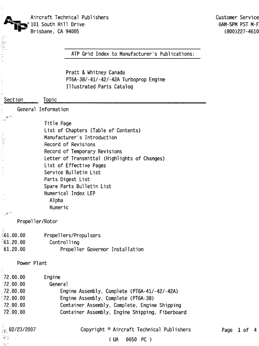 PTGA- 381-411-421-42A Turboprop Engine Illustrated Parts Catalog