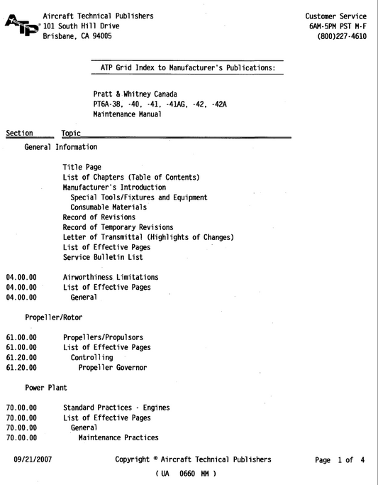 PT6A-38, -40, -41, -41AG, -42, -42A Maintenance Manual