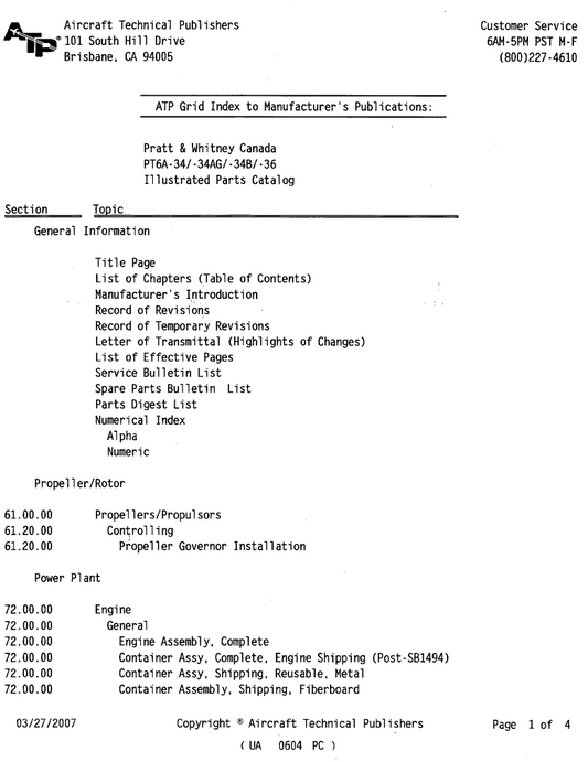 PT6A-34/-34AG/-34B/-36 Illustrated Parts Catalog