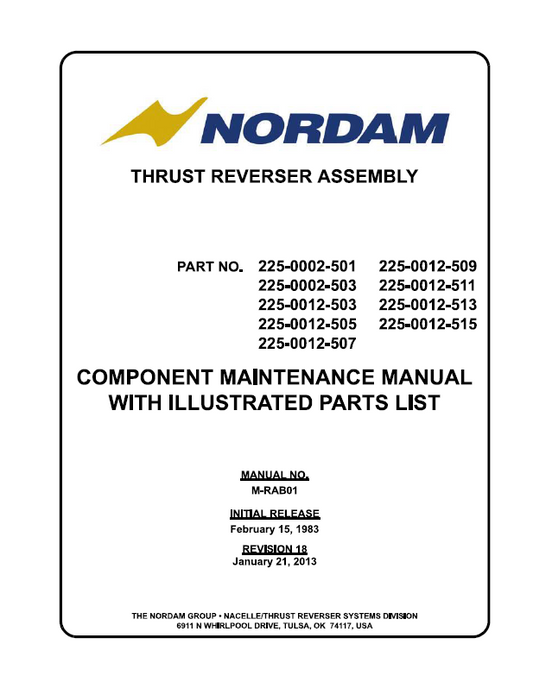 Nordam Thrust Reverser 225-0012 Beechjet 400XP IPC