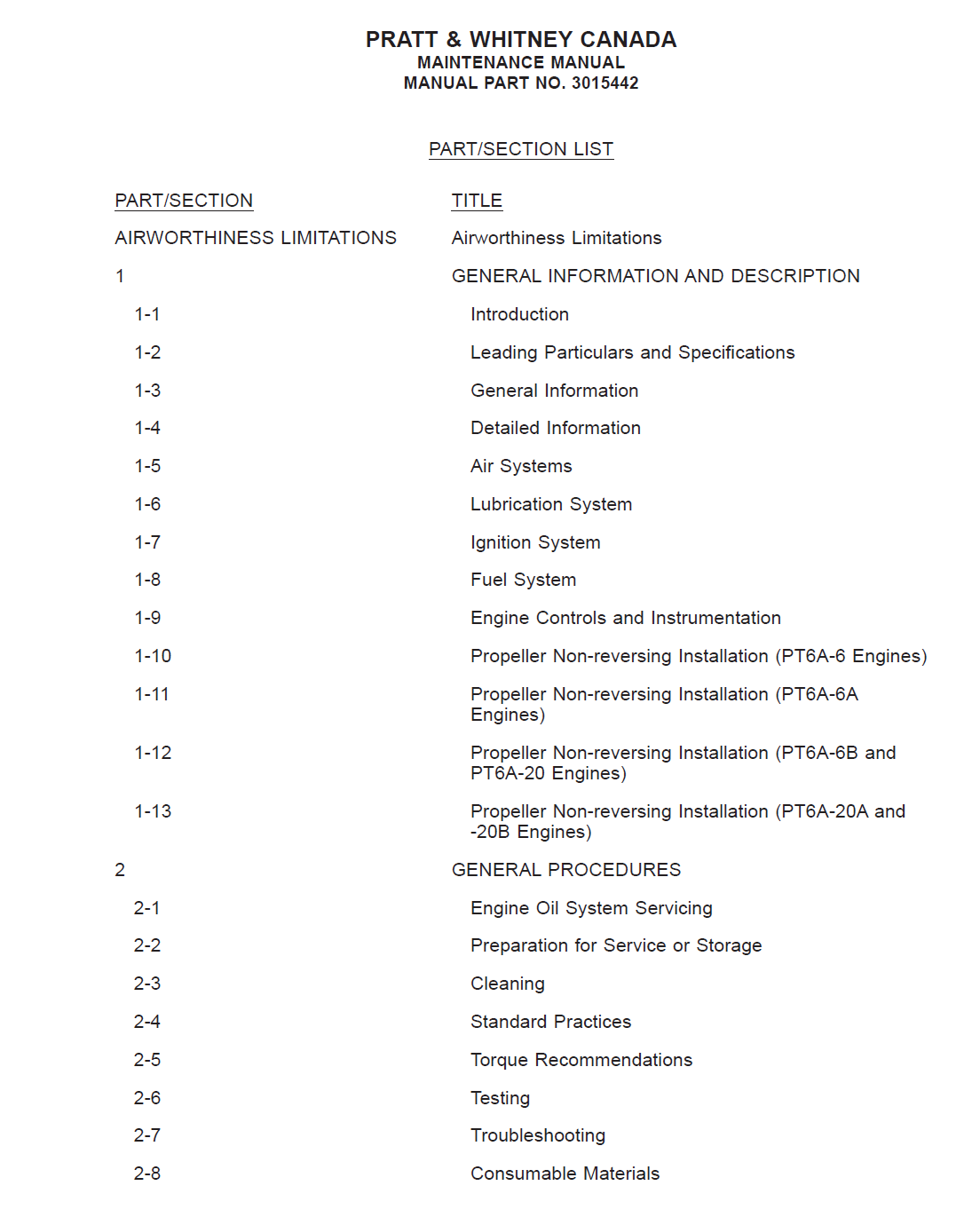 PT6A-6 SERIES AND -20 SERIES ENGINES