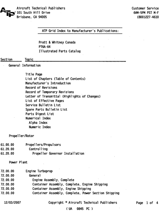 PT6A-64 Illustrated Parts Catalog