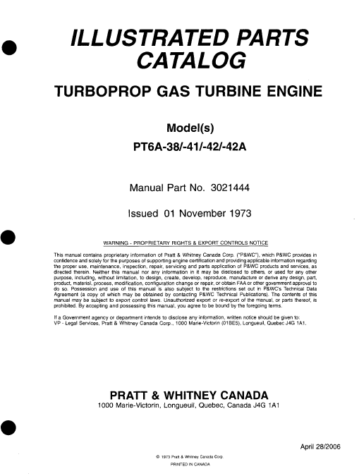 PTGA- 381-411-421-42A Turboprop Engine Illustrated Parts Catalog