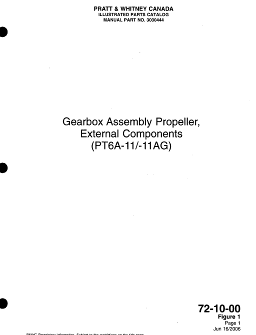 PT6A-11,-11AG,-15AG,-110,-112,-121 Turboprop Gas Turbine Illustrated Parts Catalog