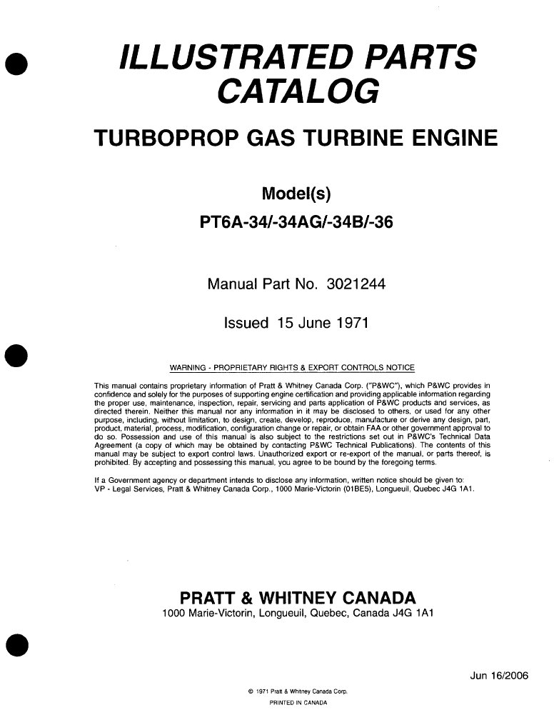 PT6A-34/-34AG/-34B/-36 Illustrated Parts Catalog