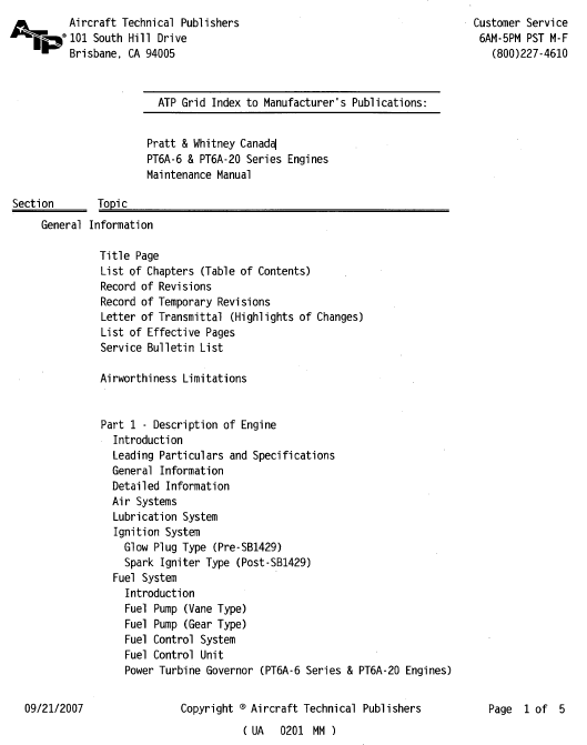PT6A-6 PT6A-20 Series Engines Maintenance Manual