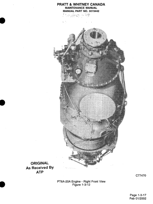 PT6A-6 PT6A-20 Series Engines Maintenance Manual