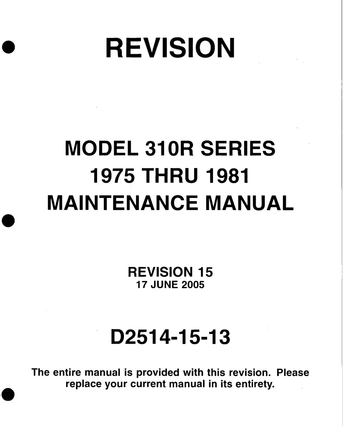 Cessna 310 Aircraft Maintenance Manual (AMM) Download
